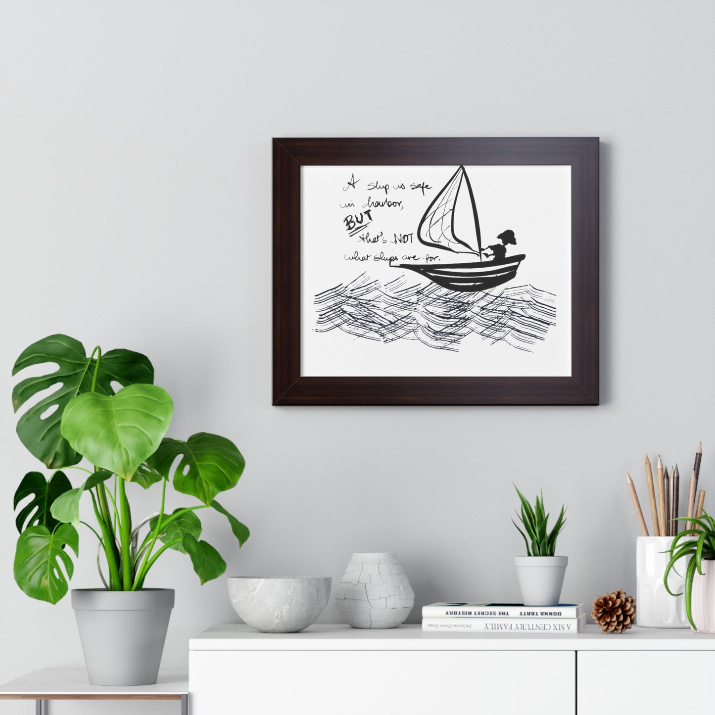 “Ship in harbor” Framed Horizontal Poster