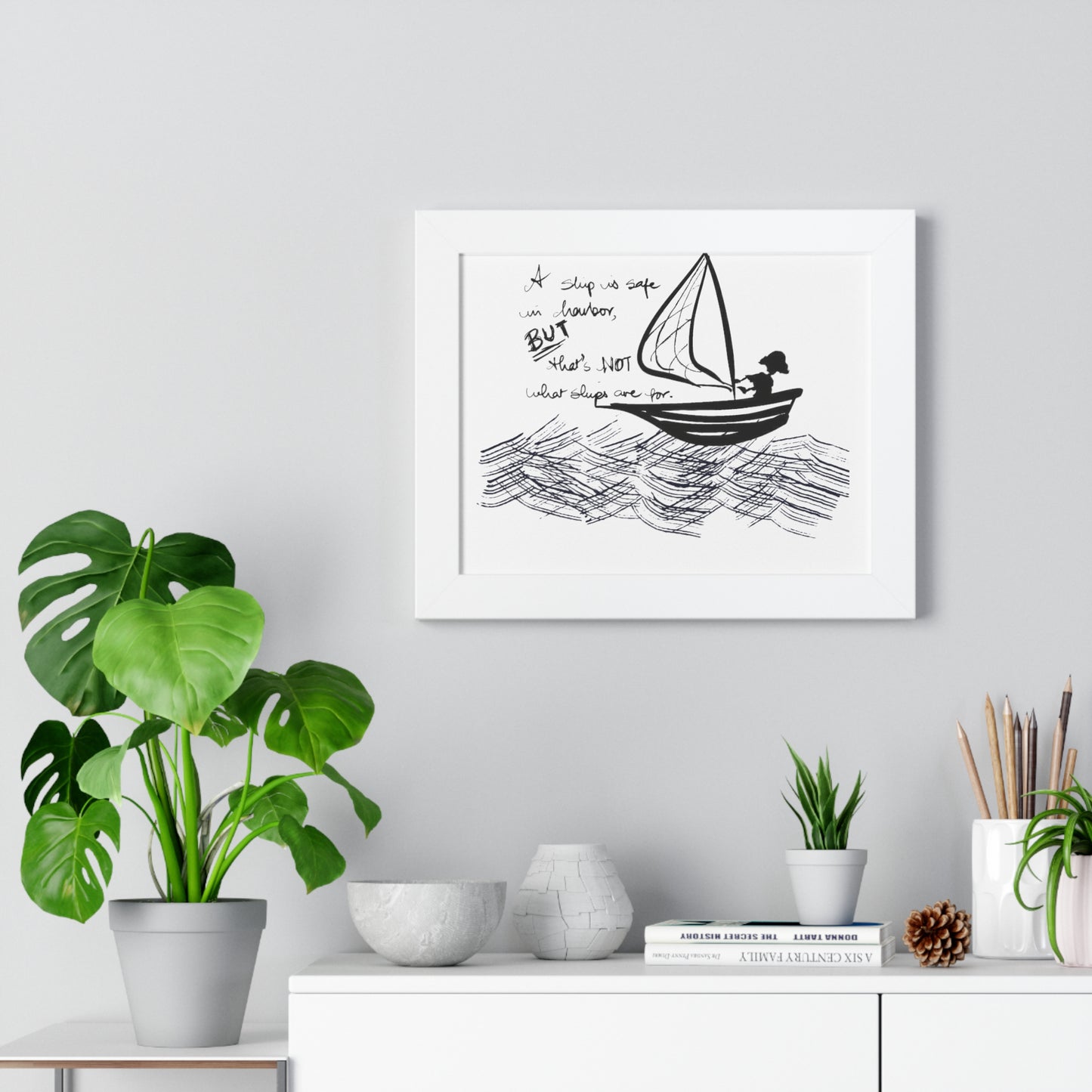 “Ship in harbor” Framed Horizontal Poster