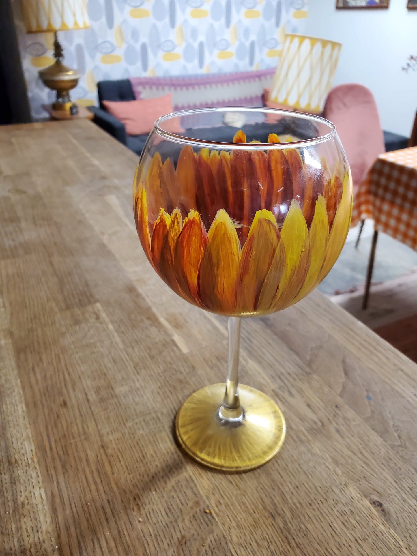 Sunflower Wine Glass