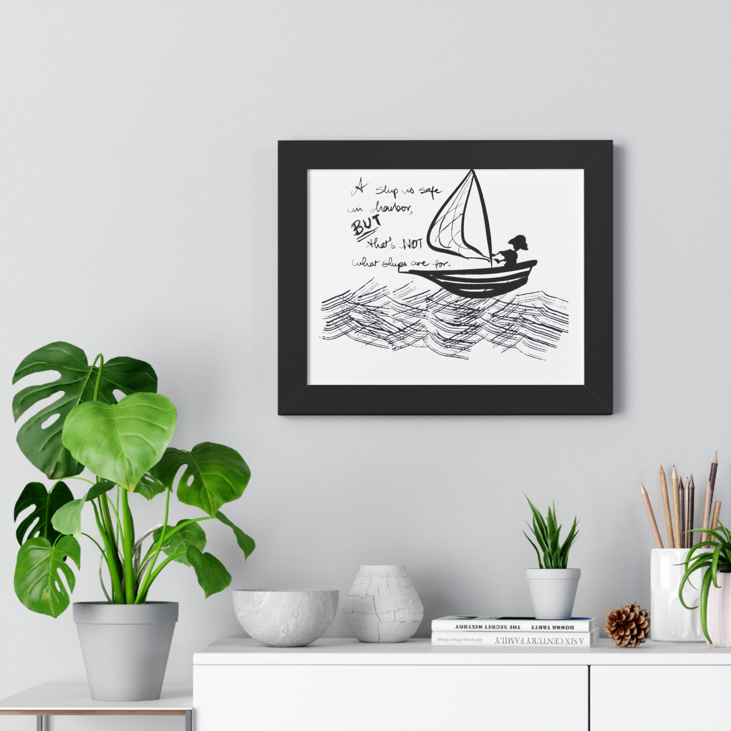 “Ship in harbor” Framed Horizontal Poster